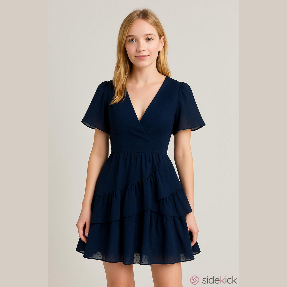 Showpo navy ruffled dress